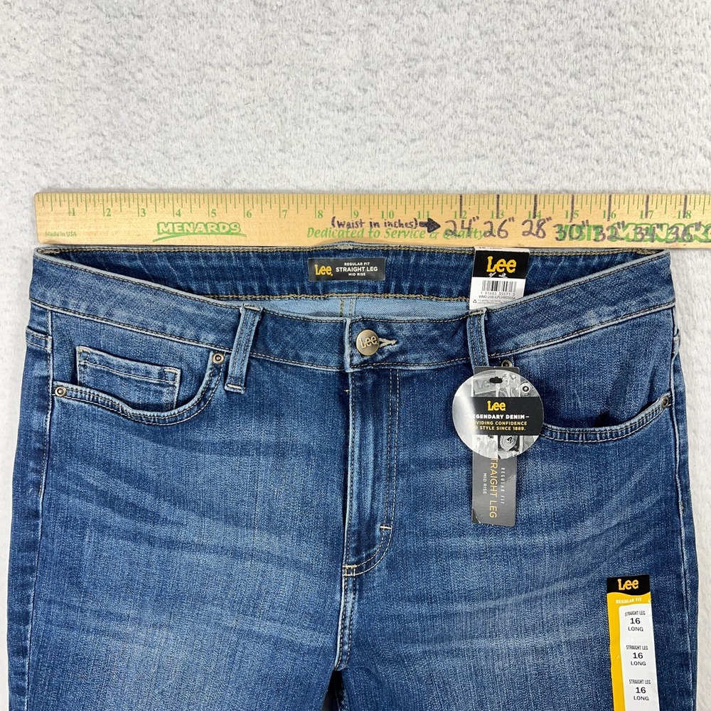 Lee Women's Jeans 16 (35x31) Regular Fit Mid Rise Straight Leg Blue Denim - Picture 6 of 12